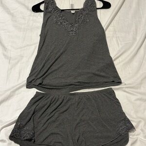 Target Women's Charcoal Lace Trim Pajama Set